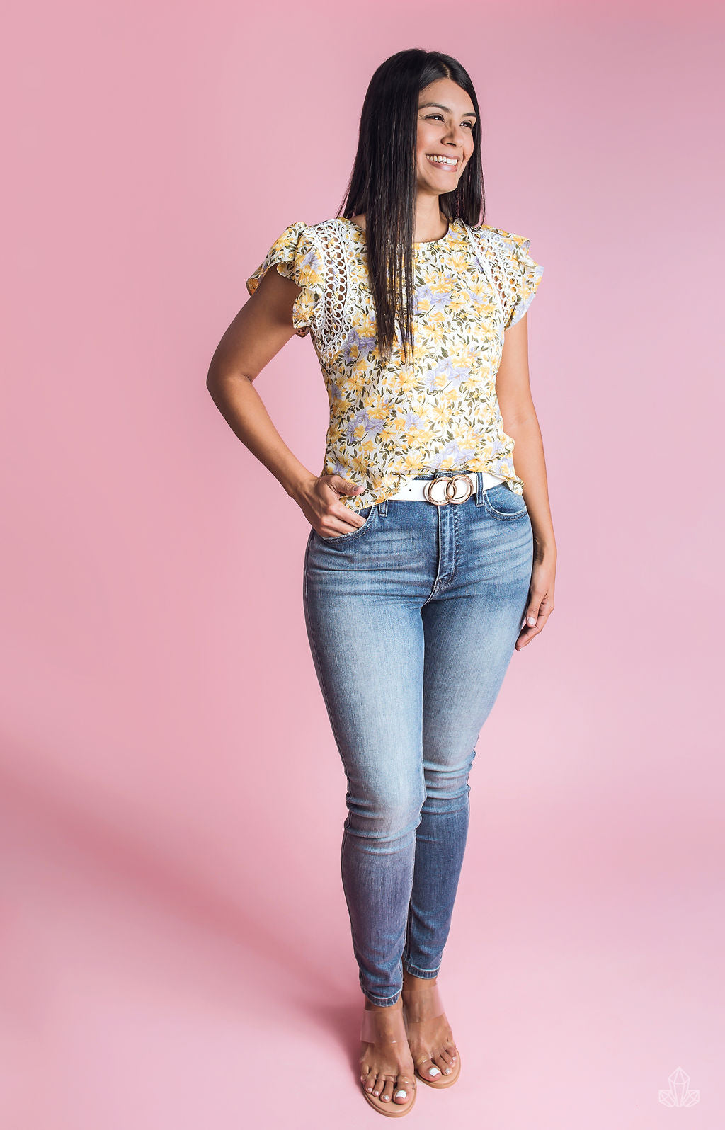 Blusa Floreada Vuelos Mangas