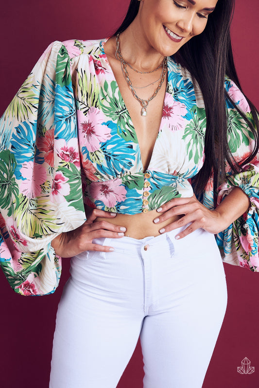Blusa Manga Larga Floreada