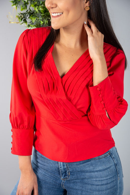 Blusa Roja Manga Larga