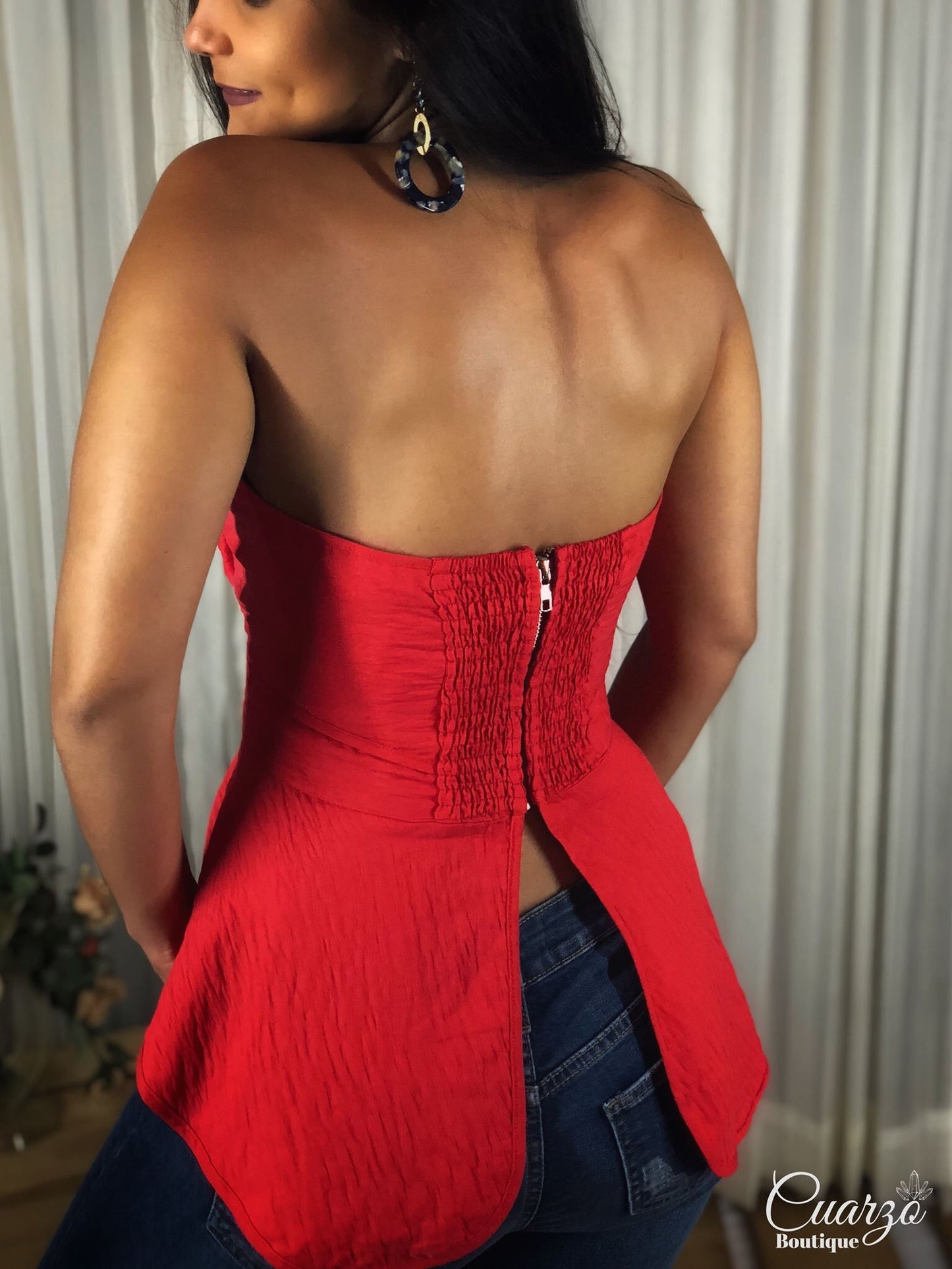 Blusa Roja Strapless