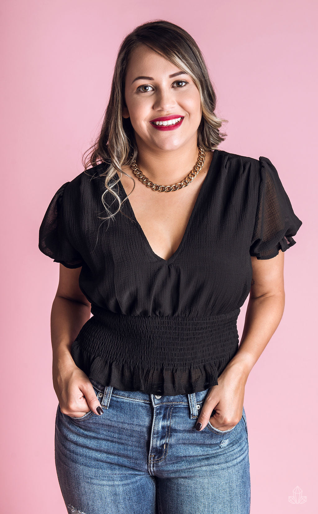 Blusa Manga Corta Elastico Cintura