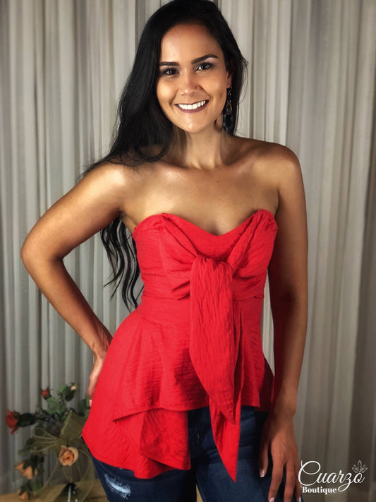 Blusa Roja Strapless