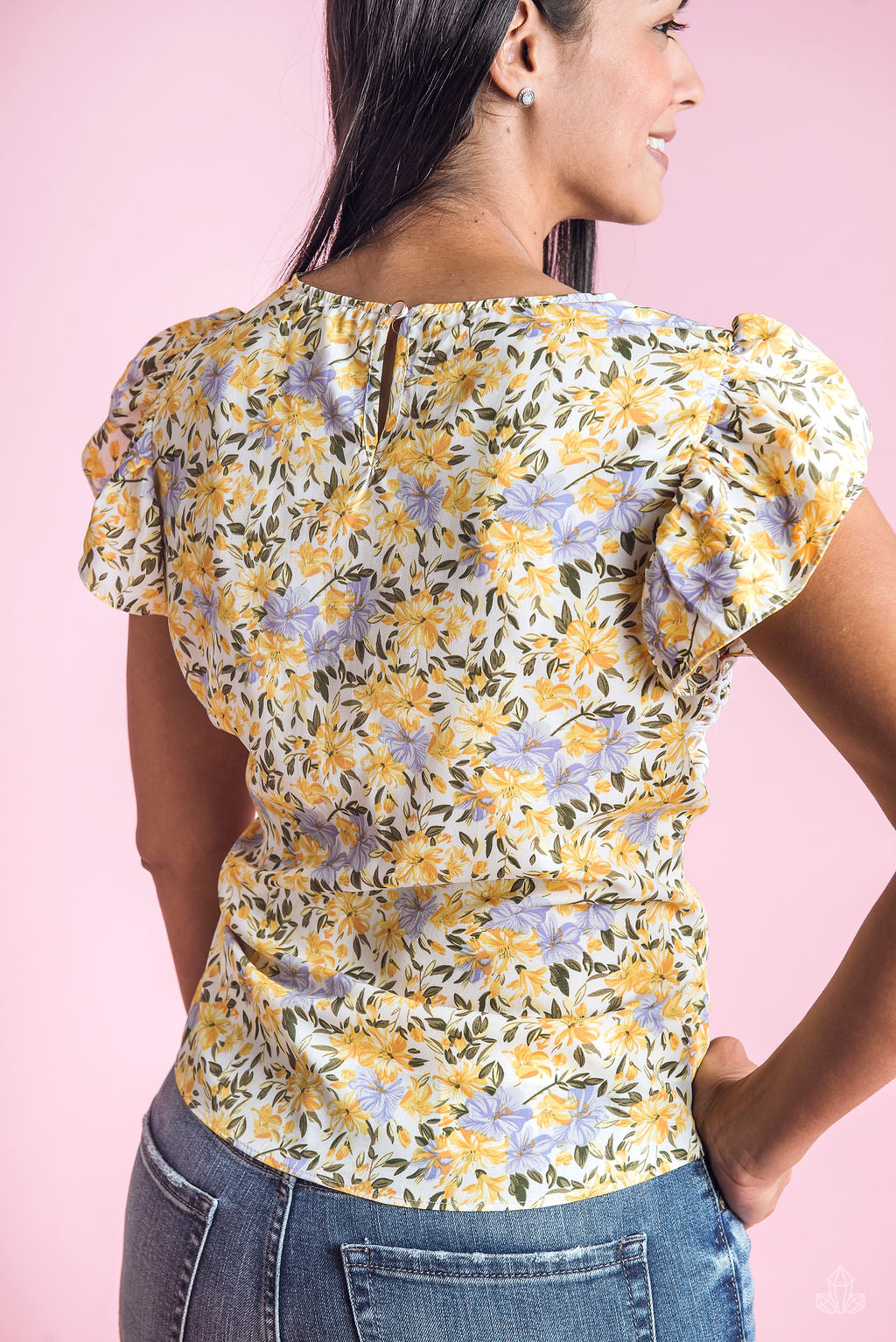 Blusa Floreada Vuelos Mangas