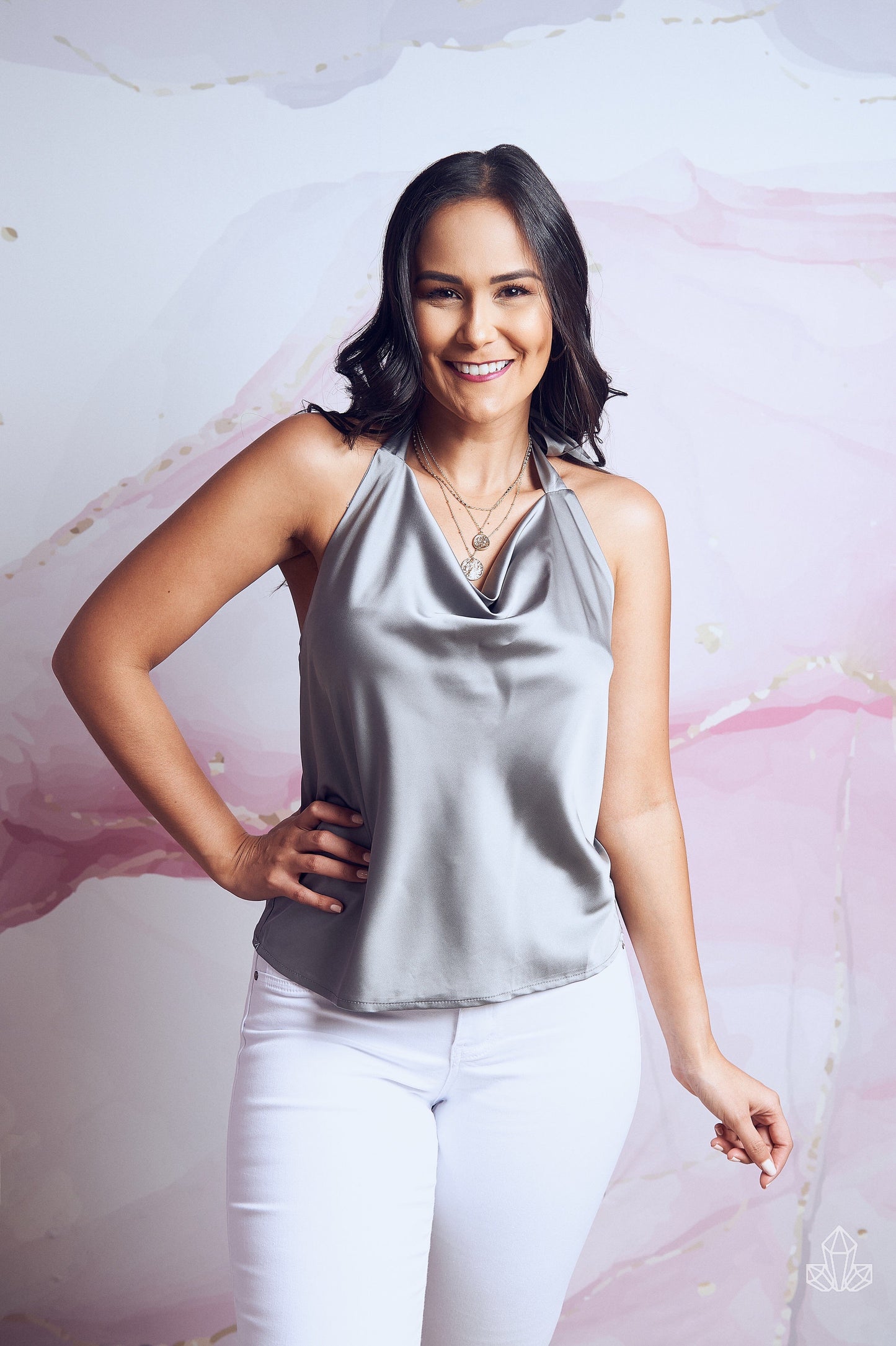Blusa Gris Amarrar Cuello