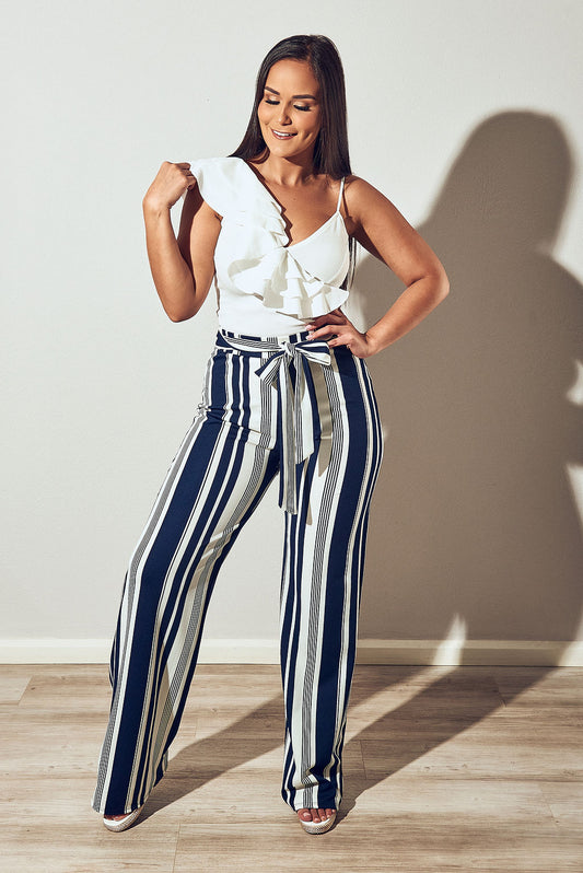 Pantalon Azul Rayas Blancas