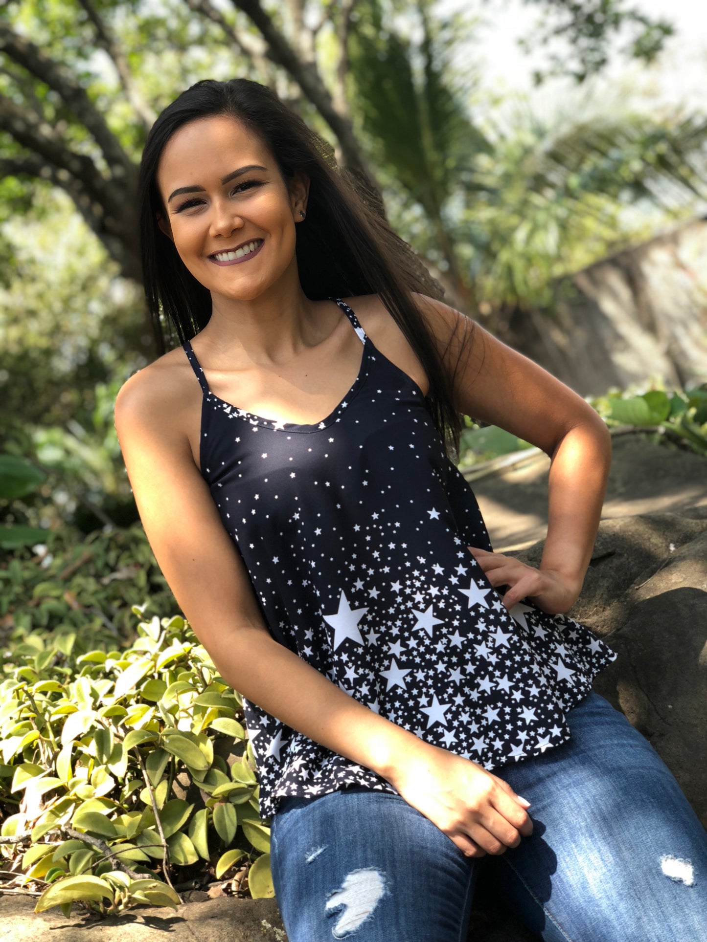 Blusa Azul Tirantes Estrellas