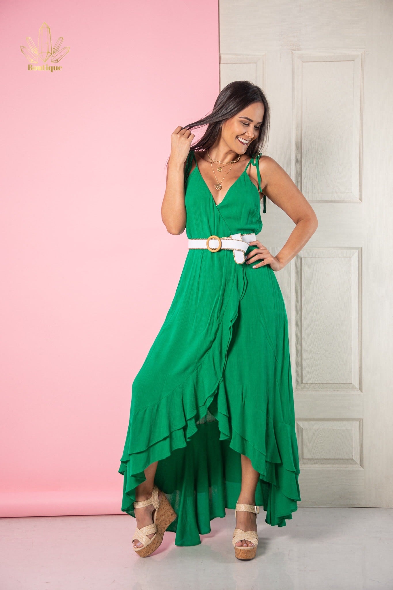 Vestido Verde Tirantes Largo