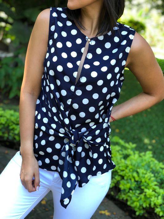 Blusa Azul Puntos Blancos