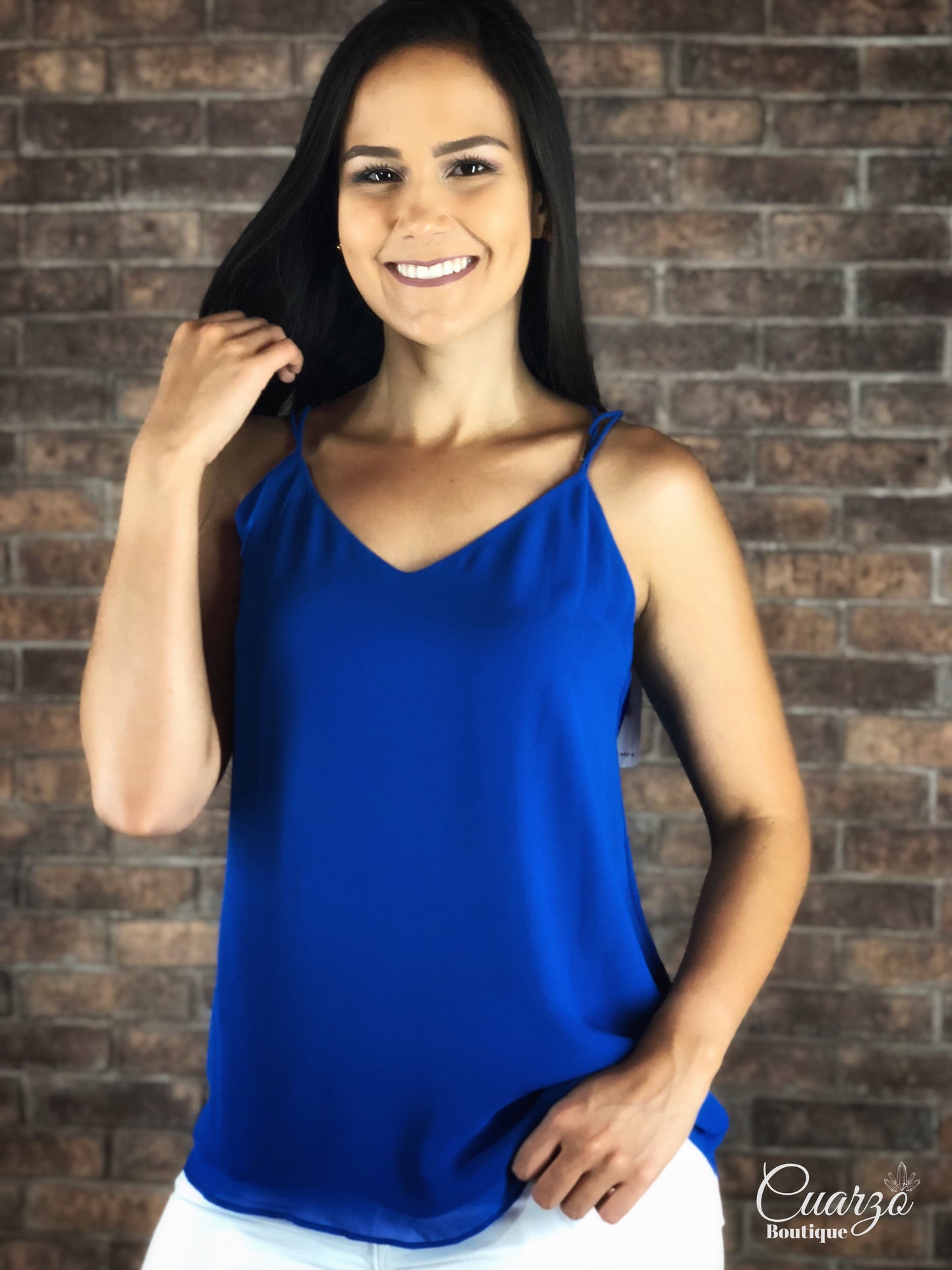 Blusa Azul Rey Tirantes Detalle Espalda
