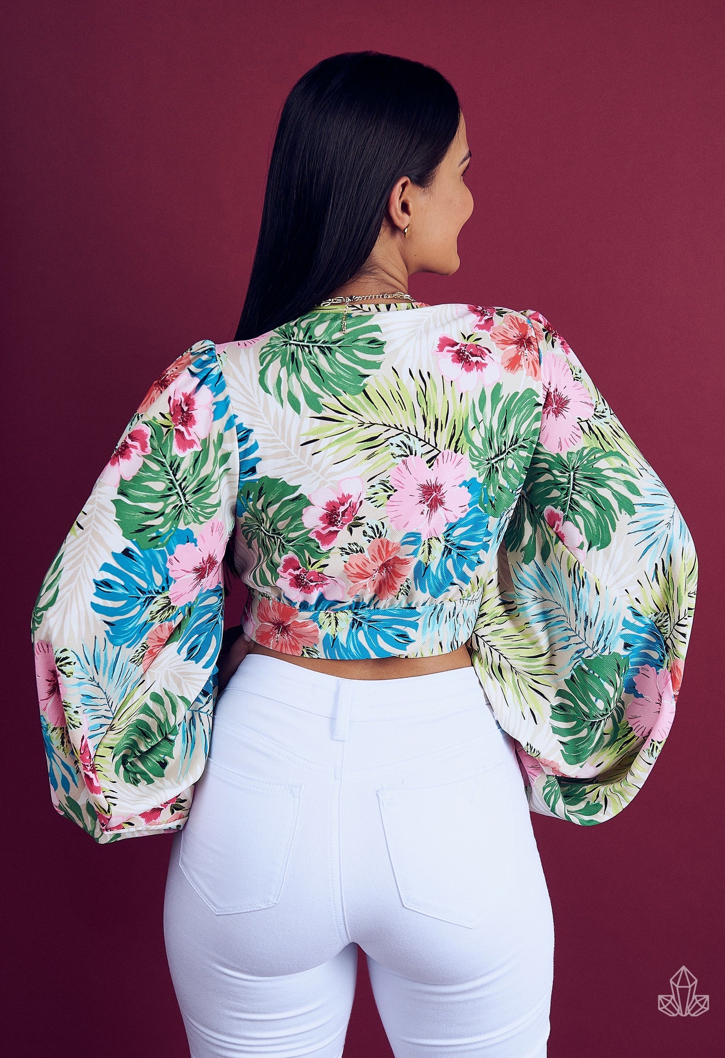 Blusa Manga Larga Floreada