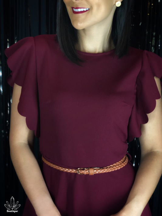 Vestido Vino Faja Cintura