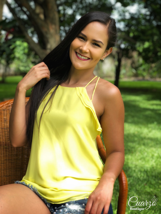 Blusa Tirantes Amarilla Detalle Espalda