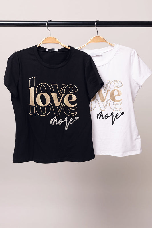 Blusa Letras Doradas Manga Corta