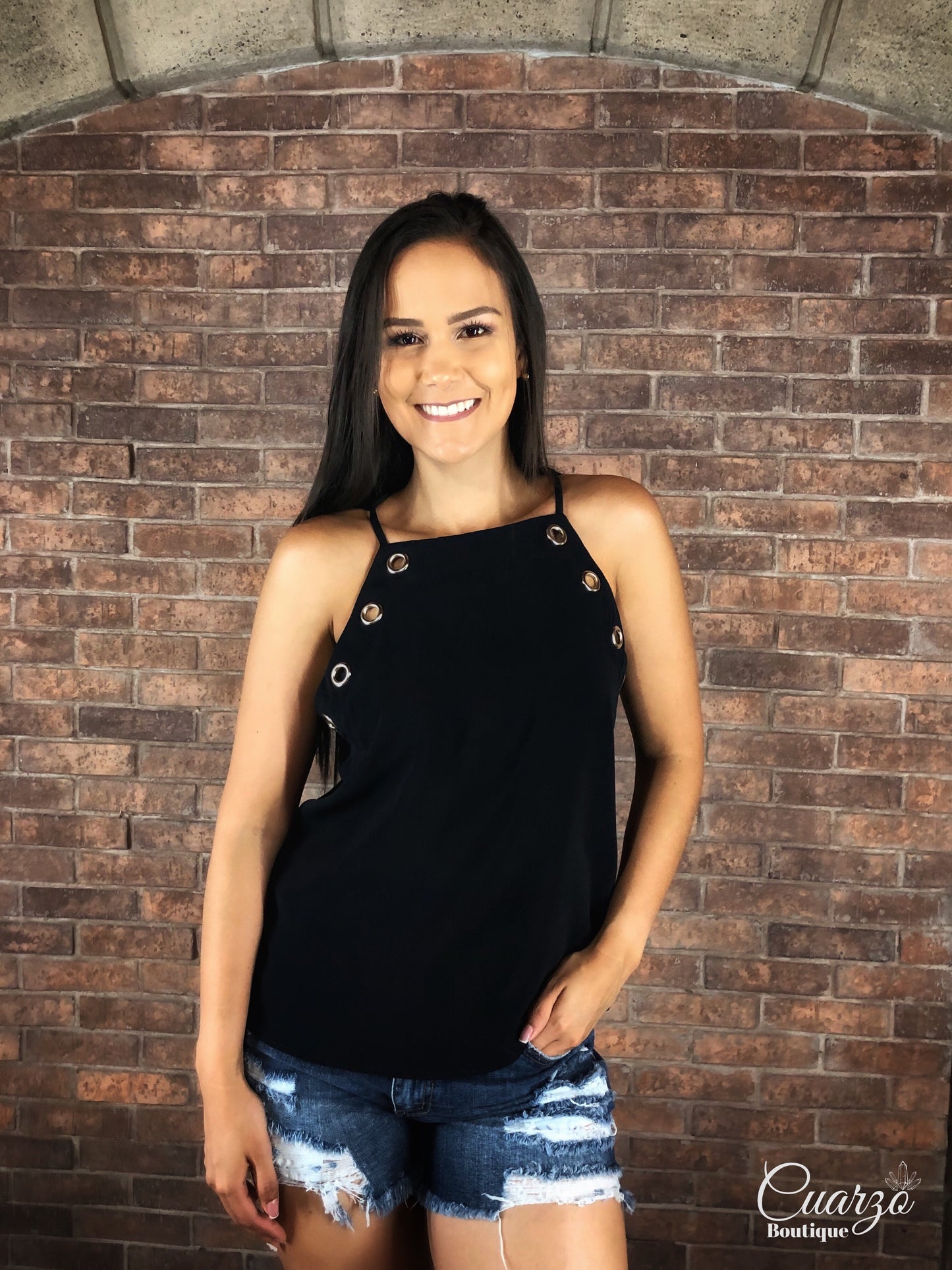 Blusa Negra Detalles Plateados