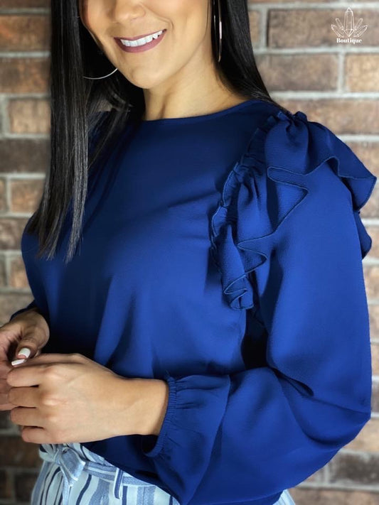 Blusa Azul Manga Larga