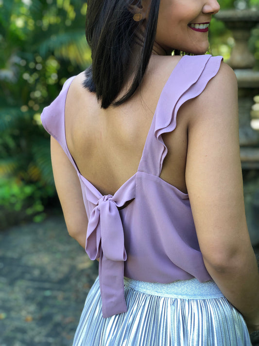 Blusa Mora en Leche Lazo Atras